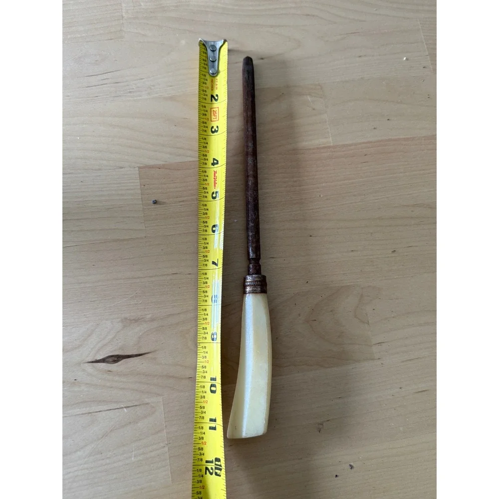 Antique Butcher Honing Steel Knife Sharpener‎ Rod Cream Celluloid Handle Rustic